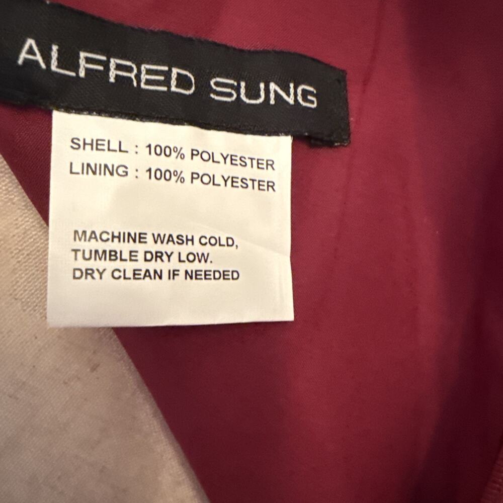 Alfred Sung Off -Shoulder Burgundy Satin Gown With Sash, Size 20, NWT D802S - Picture 8 of 13